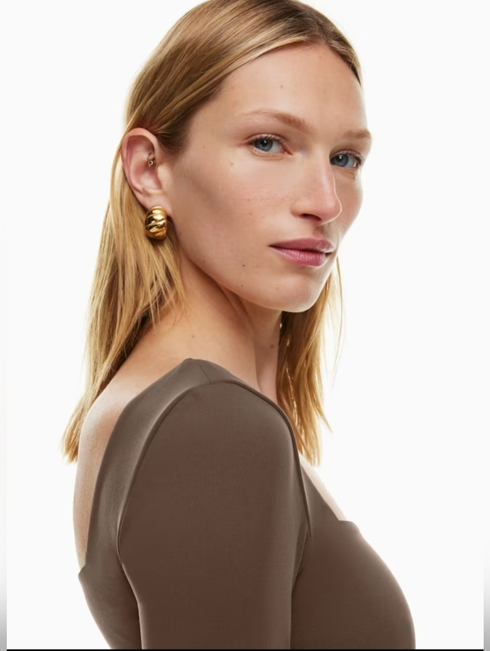 Aritzia Babaton Contour squareneck longsleeve size M, chocolate. - Picture 3 of 12